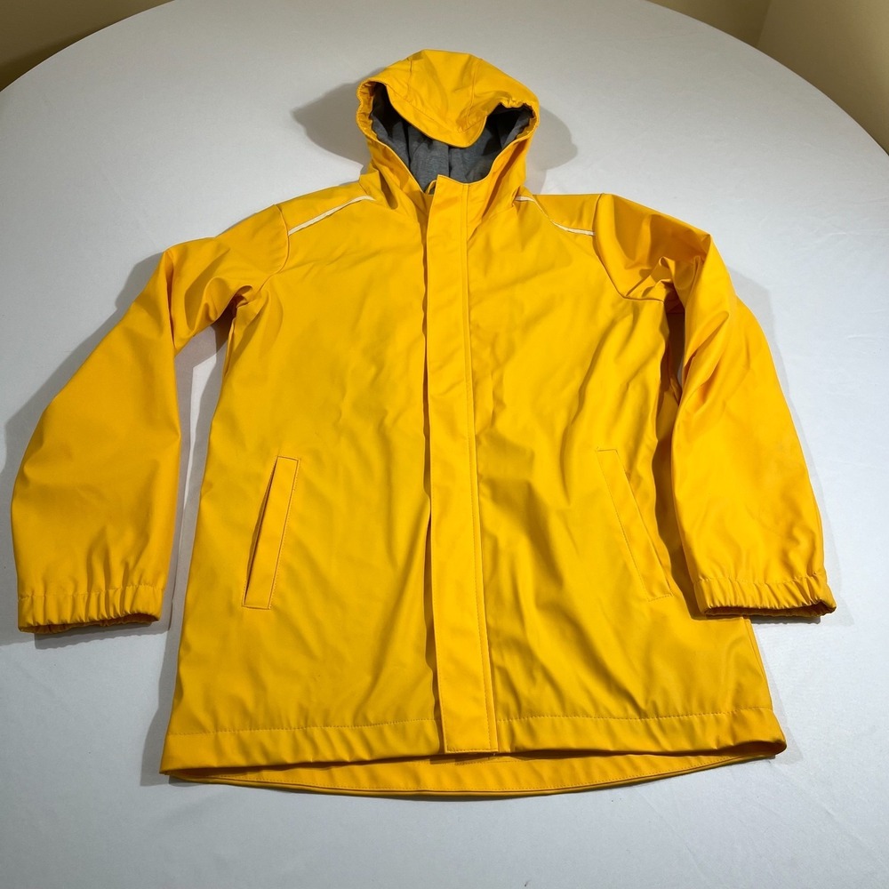 Cat & Jack Youth Yellow Rain Jacket Hooded Fleece Lined Coat Size L Large
